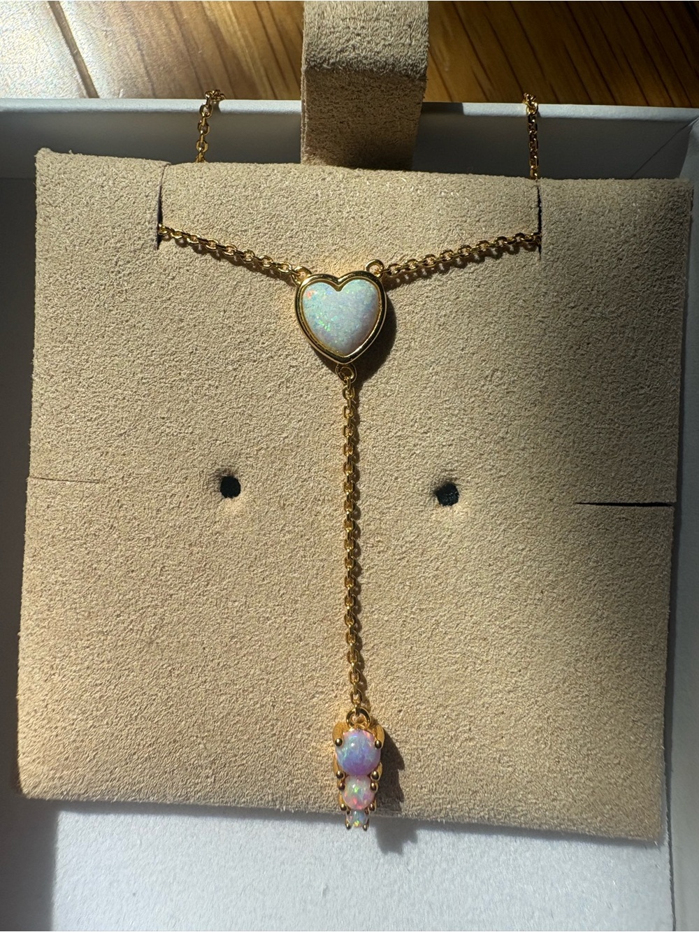 La Kaiser Pastel Opal Heart Lariat necklace